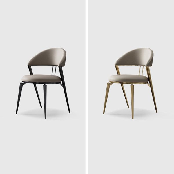Modern Luxury Round Cushion Microfiber Leather Carbon Steel Dining Chair Backrest Armrest For Dining Room - Image 8