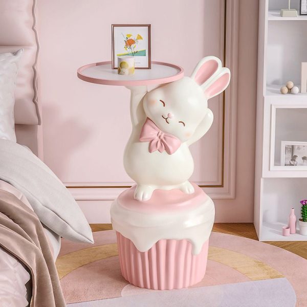 Contemporary Creative Cartoon Rabbit Resin Side Table 1-Tray For Living Room - Image 9
