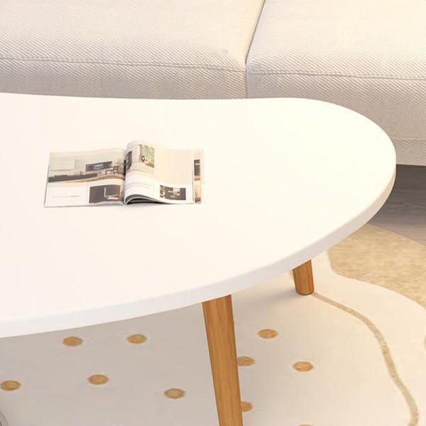Modern Minimalist Curved Oval Density Board Wood End Table 1-Tier For Living Room - Image 7