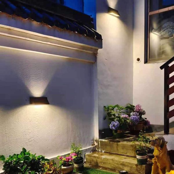 Outdoor Solar Waterproof Rectangular Slant LED Patio Wall Sconce Lamp - Image 13