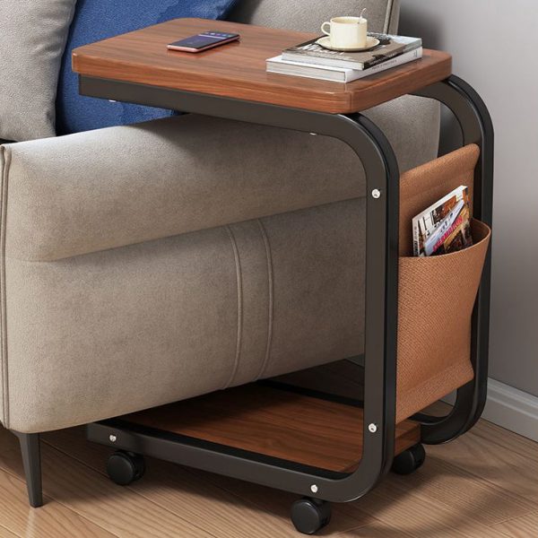 Modern Minimalist Square Tabletop Density Board Metal Side Table 1-Storage For Living Room - Image 2