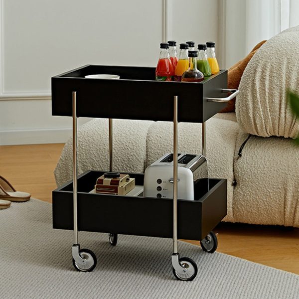 Modern Eclectic Rectangular Stainless Steel End Table 2-Tier For Living Room - Image 11