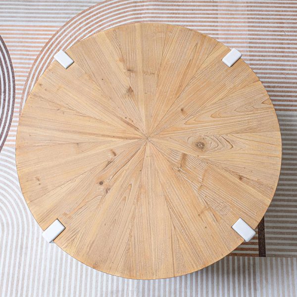 Contemporary Scandinavian Round Solid Wood End Table 1-Tier For Living Room - Image 6