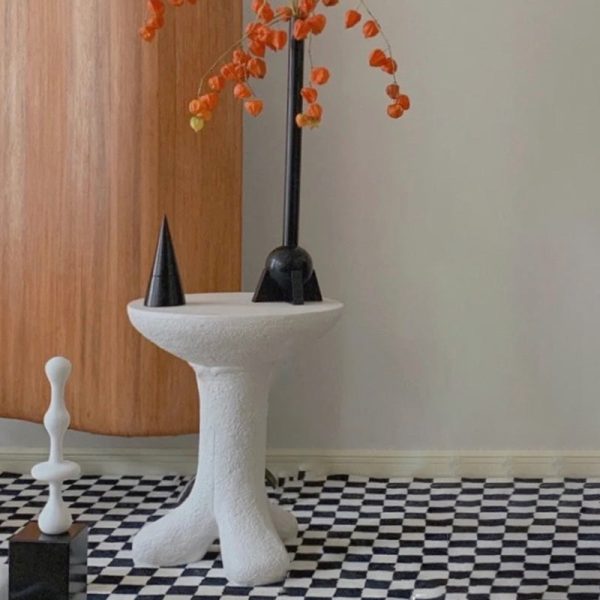 Modern Art Deco Sausage Legs Round Tabletop Magnesium Oxide Side Table 3-Leg For Living Room - Image 12