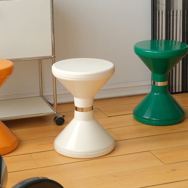 Contemporary Scandinavian ABS Round Hourglass End Table Portable For Living Room - Image 7