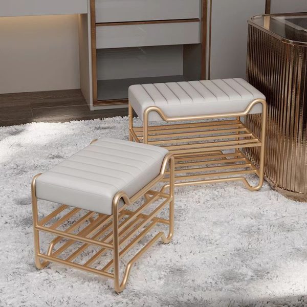 Modern Luxury Upholstered Rectangular Technology Cloth Sponge Portable Footstool Backless Armless For Entryways - Image 20