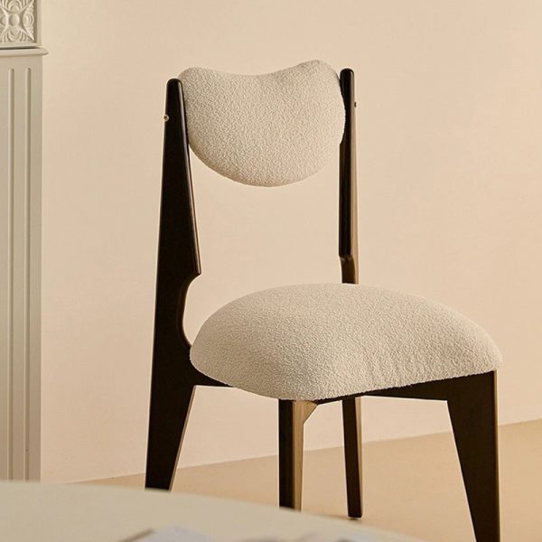 Contemporary Nordic Ash Wood Velvet Metal Sponge Square Crescent Dining Chair Backrest Armless For Dining Room - Image 4