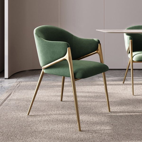 Contemporary Luxury Round Lambswool Stainless Steel Legs Dining Chair Backrest Armrest For Dining Room - Image 5
