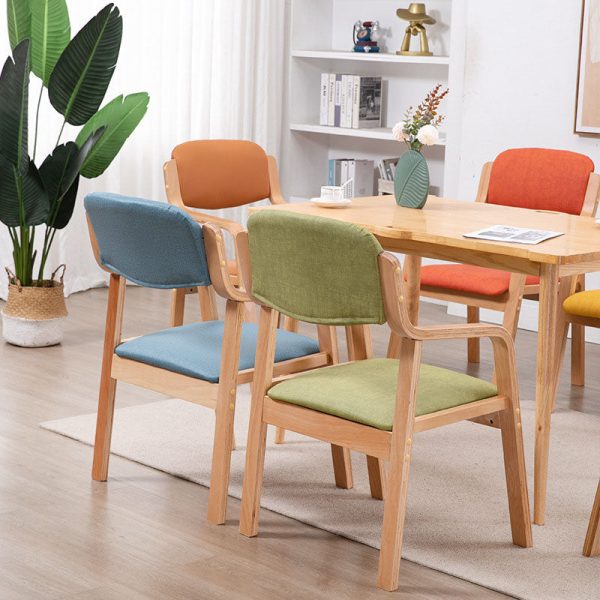 Modern Simplicity Fabric Wood Sponge Square Dining Chair Backrest Armrest For Dining Room - Image 16