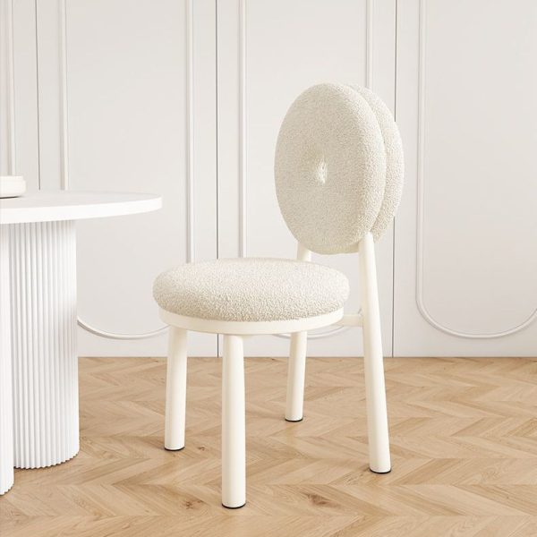 Contemporary Nordic Lambswool Carbon Steel Sponge Round Dining Chair Backrest For Dining Room - Image 11
