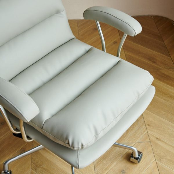 Modern Minimalist Square Upholstered Striped Carbon Steel Desk Chair Backrest Armrest For Home Office - Image 6
