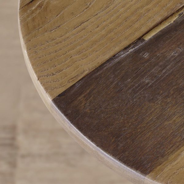 Traditional Vintage Round Distressed Wood End Table For Living Room - Image 5