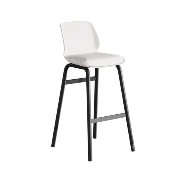 Contemporary Nordic Square Leather Upholstered Iron Bar Stool Plastic Backrest Footrest For Dining Room - Image 19