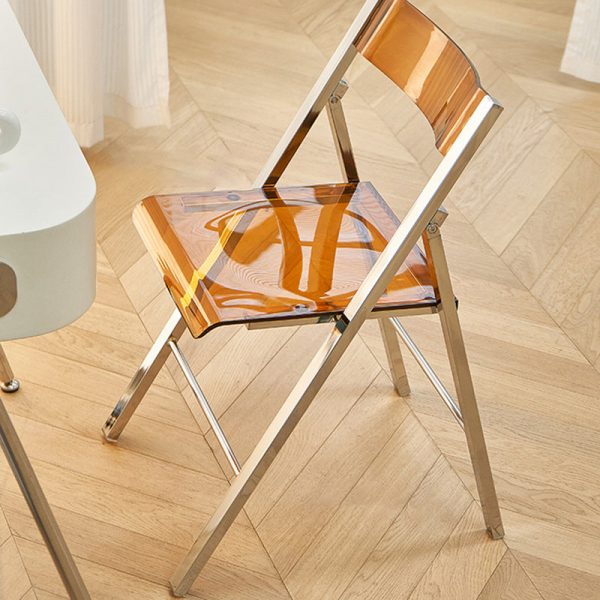 Contemporary Nordic Square Acrylic Metal Dining Chair Foldable For Dining Room - Image 11