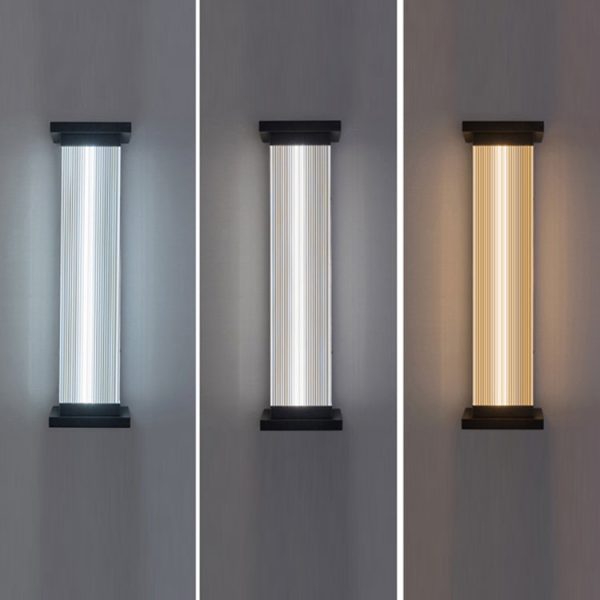 Modern Minimalist Waterproof Striped Rectangle Stainless Steel Acrylic Wall Sconce Lamp For Outdoor Patio - Image 12