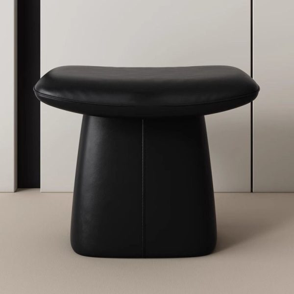 Modern Minimalist Square Microfiber Leather Solid Wood Vanity Stool Backless Armless For Bedroom - Image 12