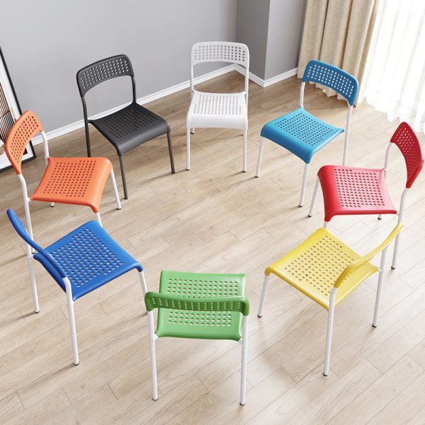 Modern Minimalist Square Plastic Iron Multi-Holes Dining Chair Backrest For Dining Room - Image 3