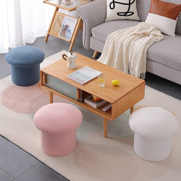 Contemporary Simplicity Mushroom Shape Velvet Pouf Footstool For Living Room - Image 4