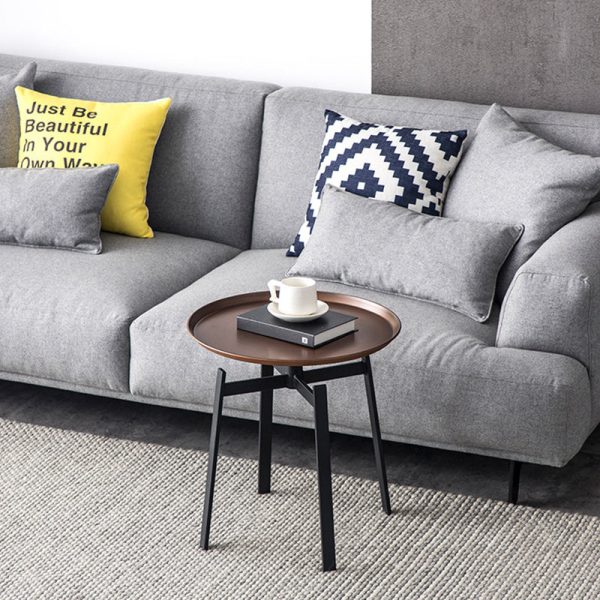 Contemporary Retro Round Iron End Table 1-Tier For Living Room - Image 2