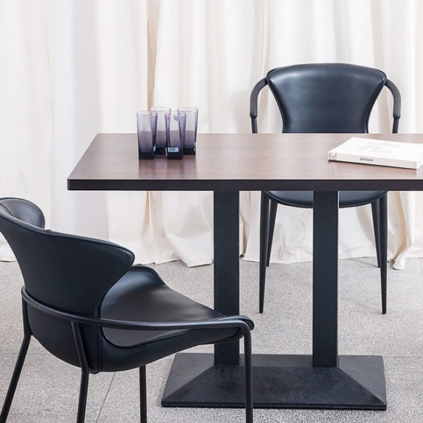 Modern Minimalist Trapezoid Back Saddle Leather Metal Dining Chair Backrest For Dining Room - Image 6