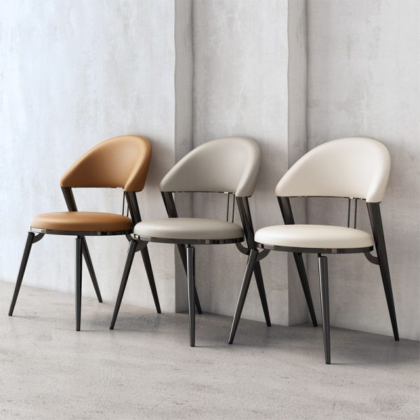 Modern Luxury Round Cushion Lambswool Sponge Black Titanium Dining Chair Backrest For Dining Room - Image 15