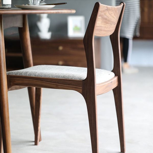 Traditional Chinese Square Wood Fabric Cowhide Dining Chair Four Legs Backrest For Dining Room - Image 5