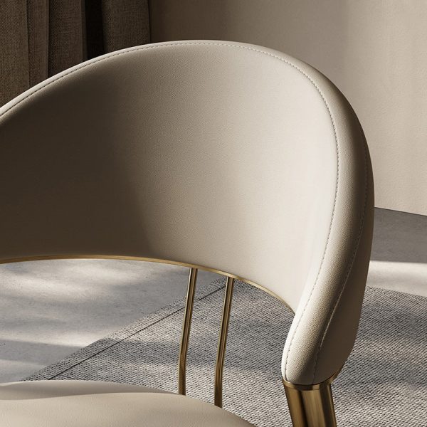 Modern Luxury Round Cushion Microfiber Leather Carbon Steel Dining Chair Backrest Armrest For Dining Room - Image 5