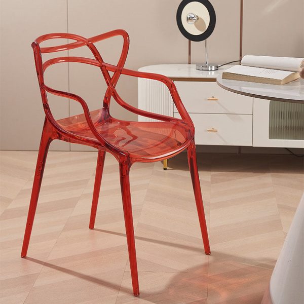 Contemporary Creative Curved Frame Plastic Acrylic Dining Chair Backrest Armrest For Dining Room - Image 10
