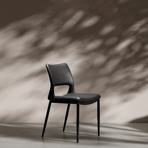 Contemporary Nordic Square Curved Upholstered Hollowed Out Leather Carbon Steel Dining Chair Backrest For Dining Room - Image 14