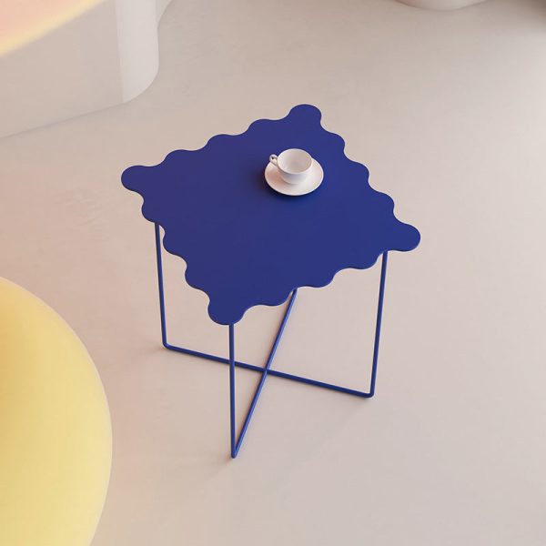 Modern Minimalist Square Tabletop Iron Lacquer Side Table 4-Leg For Living Room - Image 8