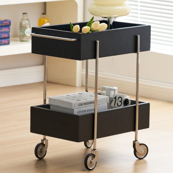 Modern Eclectic Rectangular Stainless Steel End Table 2-Tier For Living Room - Image 2