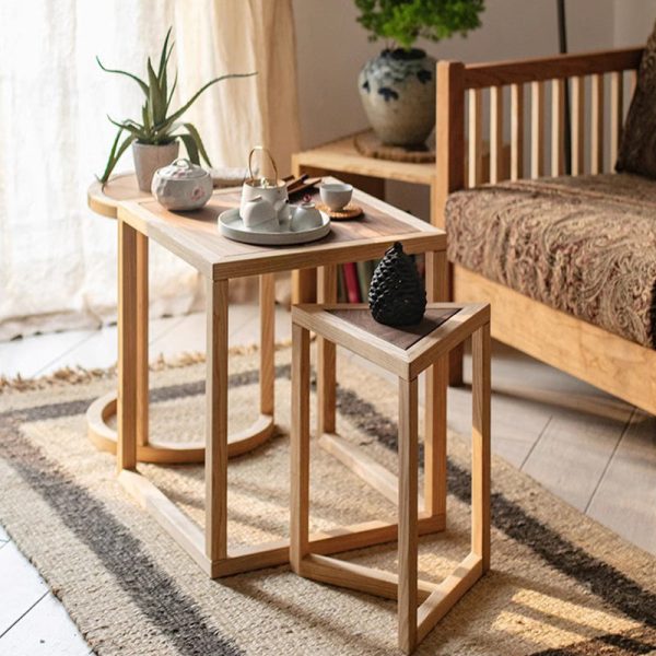 Modern Simplicity Round Triangle Square Wood End Table For Living Room - Image 12