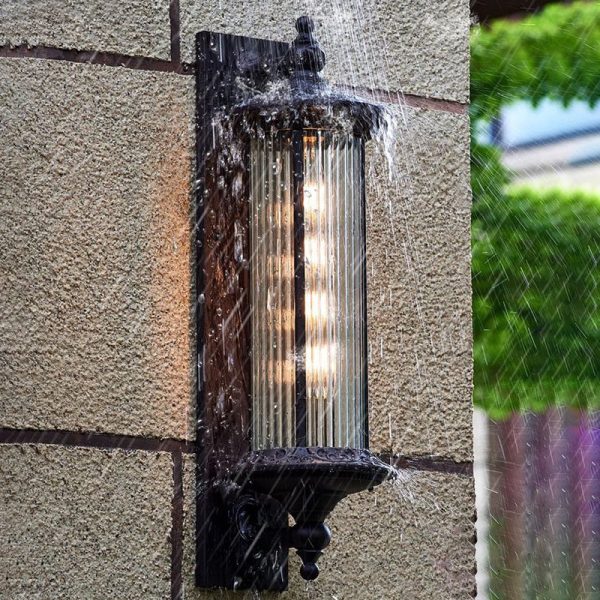 Contemporary Retro Waterproof Aluminum Glass Cylinder 1-Light Wall Sconce Lamp For Garden - Image 9