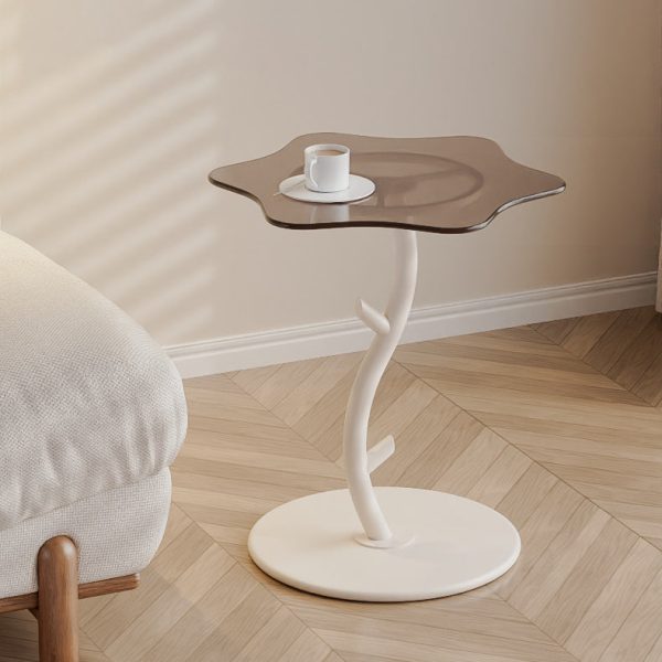 Contemporary Creative Clouds Rock Slab Tempered Glass End Table 1-Tier For Bedroom - Image 13