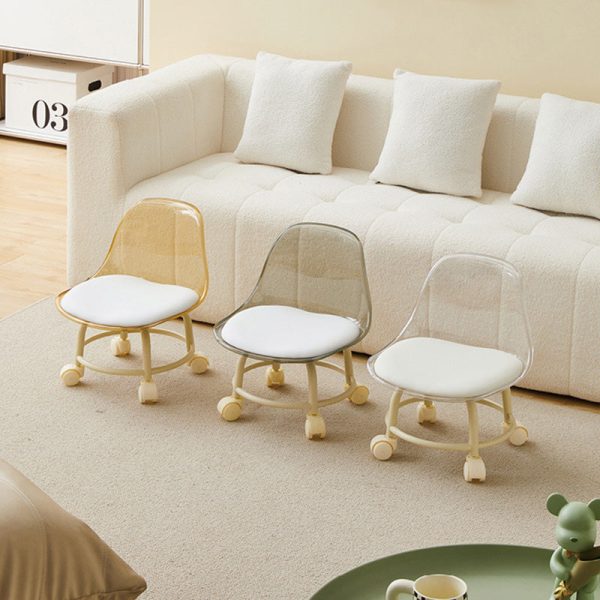 Contemporary Creative Round Acrylic Double-Pedestal Caster Swivel Footstool Backrest For Living Room - Image 18