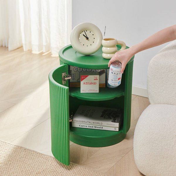 Modern Minimalist Cylinder PE Plastic Nightstand 2-Cabinet For Bedroom - Image 10