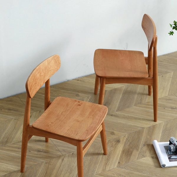 Traditional Vintage Square Cherry Wood Dining Chair Backrest Footrest For Dining Room - Image 8