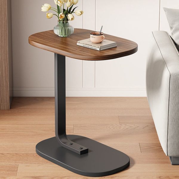Traditional Vintage Wood Grain Density Board Top C-Shaped Side Table For Living Room - Image 13