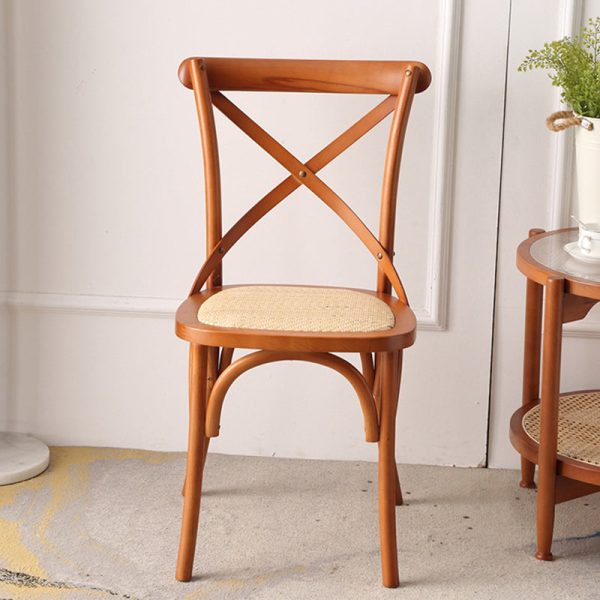 Traditional Rustic Weaving Rattan Wood Sponge Round Rectangular Dining Chair Backrest For Dining Room - Image 34