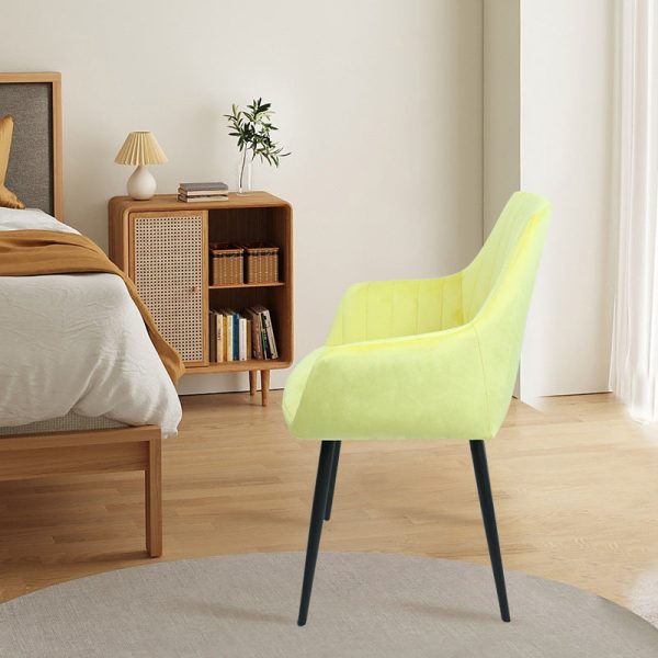 Modern Minimalist Square Iron Velvet Fabric Sponge Dining Chair Four Legs Armrest Backrest For Dining Room - Image 6