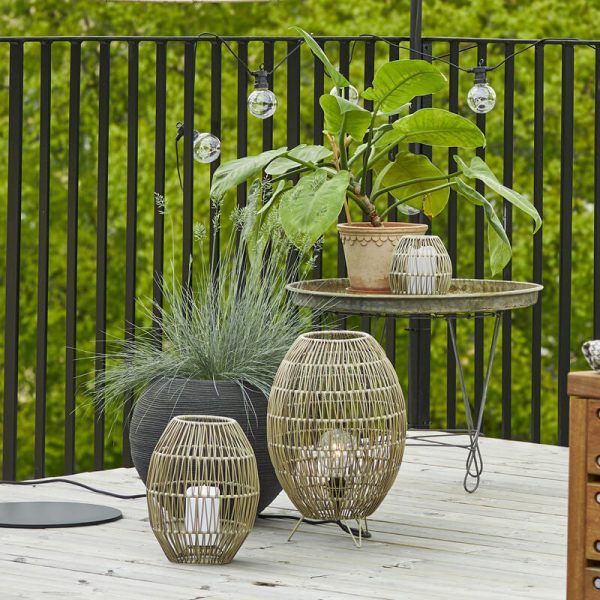 Modern Japanese Rattan Weaving Round Shaped Outdoor Waterproof Patio 1-Light Floor Lamp - Image 10