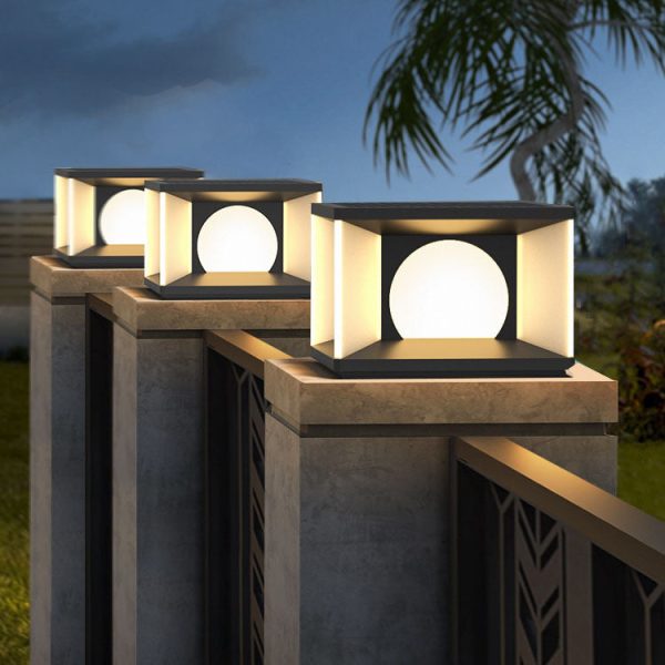 Simple Patio Solar Post Head Light Square LED Outdoor Landscape Light - Image 2