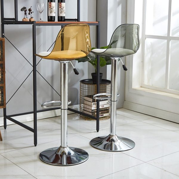 Modern Minimalist Square Round Cylinder Base Metal PET Bar Stool Backrest Footrest For Dining Room - Image 11