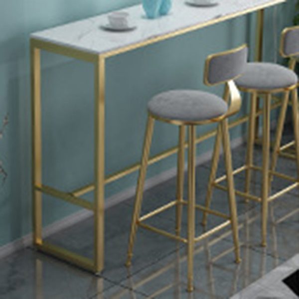Contemporary Scandinavian Iron Velvet Sponge Marble Round Rectangular Bar Stool & Table Set For Kitchen - Image 11