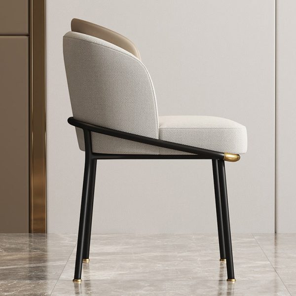 Contemporary Nordic Square Fabric Leather Carbon Steel Dining Chair Backrest For Living Room - Image 8