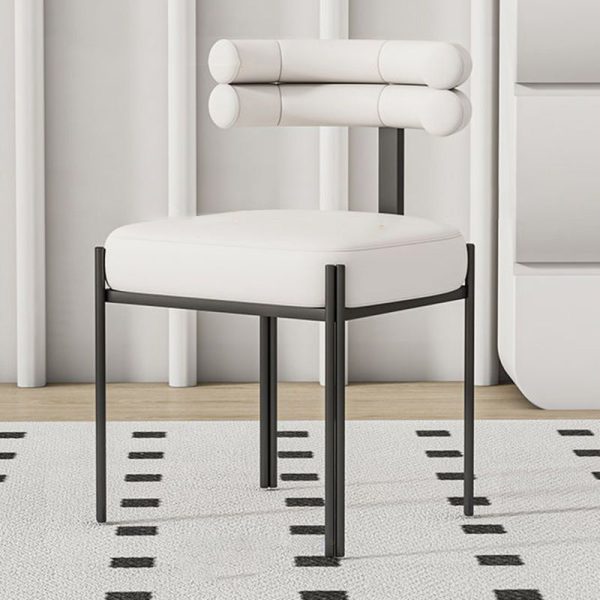 Contemporary Creative Half Arc Square Leather Metal Dining Chair Backrest Armless For Dining Room - Image 7