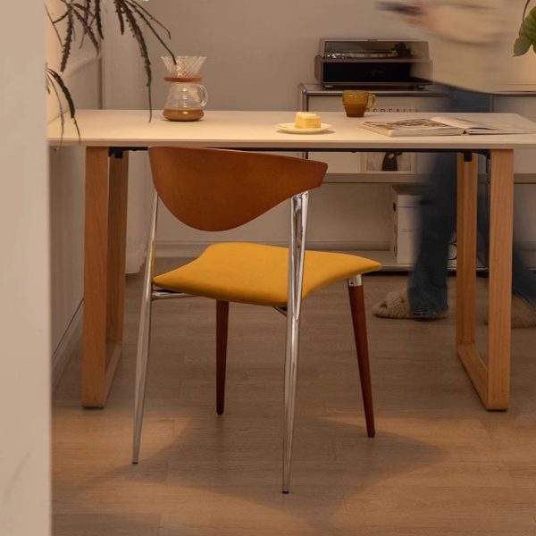 Traditional Vintage Square Velvet Iron Tapered Legs Dining Chair Backrest Armless For Dining Room - Image 14
