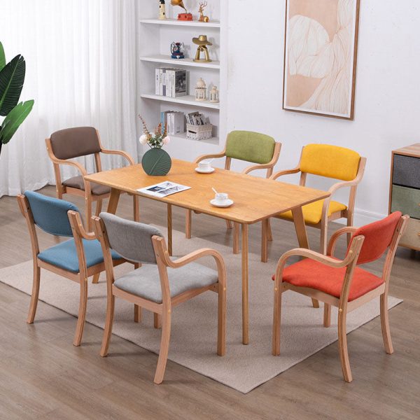 Modern Simplicity Fabric Wood Sponge Square Curved Dining Chair Backrest Armrest For Dining Room - Image 15