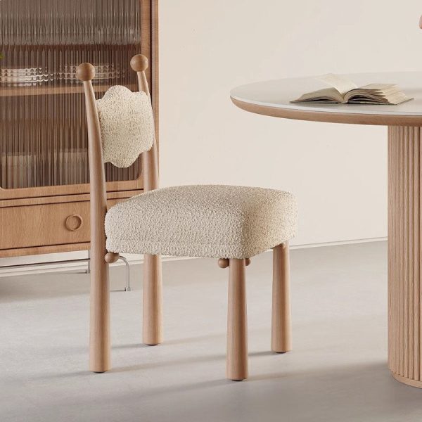 Modern Simplicity Vertical Square Frame Solid Wood Lambswoll Dining Chair Backrest For Dining Room - Image 14