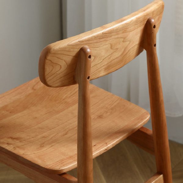 Traditional Vintage Square Cherry Wood Dining Chair Backrest Footrest For Dining Room - Image 6